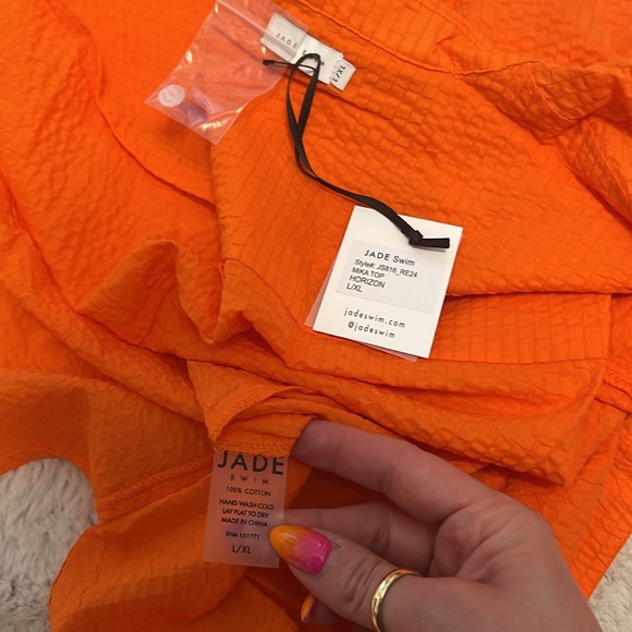 Jade Swim Mika Top + Short 2pc Beach Set in Orange Horizon Cotton - Picture 9 of 9